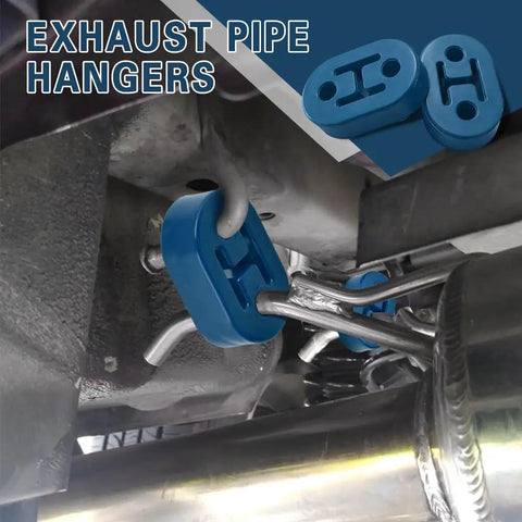 4 Pack Rubber Exhaust Hanger Set For Cars Trucks And SUVs, Two Hole Mounts 0.47 Inch, shown under car exhaust system.