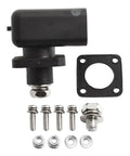 Next Level Heavy Duty 200A Energy Storage Terminal Block Featuring High Voltage Copper Connector And Crimp Wiring For EV Battery Packs Plus Solar Builds In Black close-up with mounting hardware.