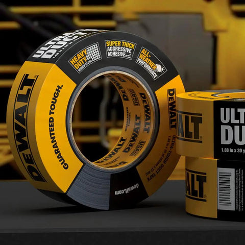 Ultra Tough Duct Tape Heavy Duty All Weather Black 1.88 Inch By 30 Yard Rolls Pack Of 12 Aggressive Adhesive on display