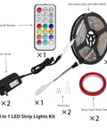 Rainbow RGB LED Strip Lights Kit 32.8ft 12V Waterproof Neon Pixel With Remote Controller, components, and accessories.