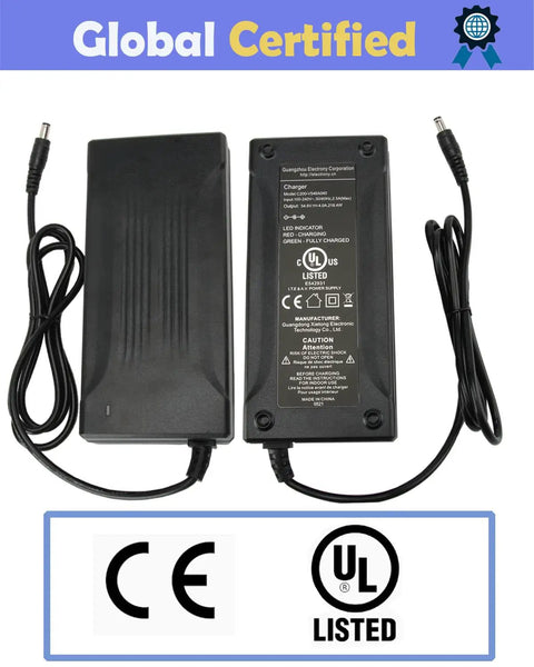 54.6V 4A Fast Charger To Power Up Your 13S 48V Lithium Battery Pack For Electric Wheelchairs, 4 DC Heads, 3 Pin XLR Connector, LED Indicator, 110-240V AC Input, 47-63Hz, Compatible With Jazz Mobility Wheelchairs