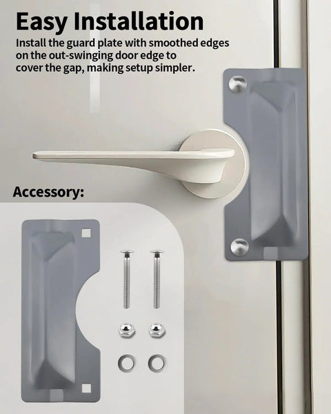 Badass Carbon Steel Door Latch Guard And 3X7 Inch Security Reinforcement Plate For Outswing Doors with installation details.
