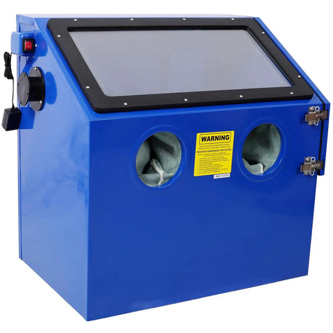 Rugged 110L Bench Top Sandblast Cabinet With Built In Gloves And LED Lighting Blue Heavy Duty Steel Construction For Precise Sandblasting