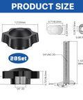 Size dimensions of Twenty Piece T Track Knob Kit For Woodworking Jigs And Fixtures Includes Star Knobs T Bolts And Steel Washers.