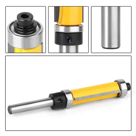 Flush Trim Router Bit With Top And Bottom Bearings, One And A Half Inch Cutting Diameter, One Quarter Inch Shank, Ideal For CNC