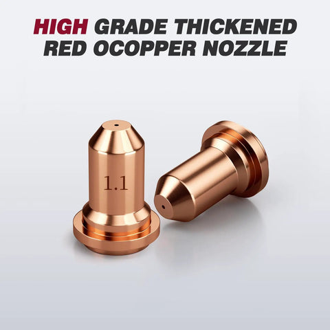IPT60 Plasma Cutter Torch Consumables.045 Inch Tip Set For 50-60A, showcasing premium copper nozzles with 1.1 mm aperture.