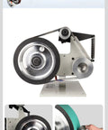 Rock Solid Brushless Belt Sander Paired With Adjustable Knife Grinder And Flip Angle Setup For fast blade sharpening with sanding belt.