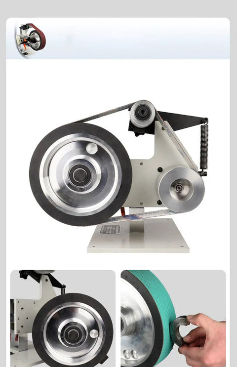 Rock Solid Brushless Belt Sander Paired With Adjustable Knife Grinder And Flip Angle Setup For fast blade sharpening with sanding belt.