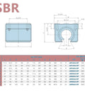 Pro Grade Beefy Linear Rail SBR10 300mm 500mm 600mm 1000mm Set diagram with measurements for CNC machines guide system