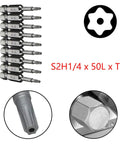Magnetic Torx Bit Set 10 Piece With Tamper Proof Security Bits T8 Star 6 Point Quarter Inch Hex Shank 50mm Long Screwdriver Kit