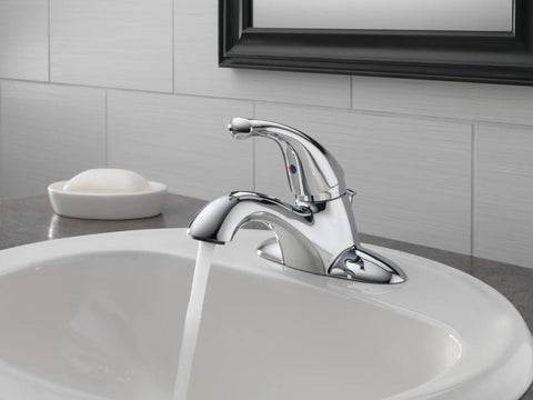Single Handle Centerset Bathroom Faucet Chrome With Diamond Seal Technology For No Hassle Install And Leak Free Performance InnoFlex PEX Supply Lines Includes 3 Hole 4 Inch Fit And All In One Box