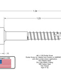 Diagram of Six By One And A Quarter Pan Head Pocket Screws With Square Drive For Pocket Hole Joinery, showing dimensions and details.