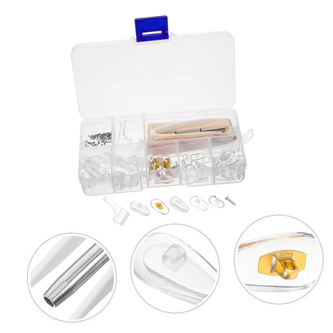 Eyeglass Repair Kit With Nose Pads, Screws, Screwdriver, Cleaning Cloth, And Versatile Eyewear Accessories For Quick DIY Fixes