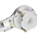 Top Rated 35mm Plasma Torch Clamp With Anti Collision Fixture And 360 Degree Free Shaking Aluminum Alloy Structure For CNC Cutting Machine Plus 25mm Lifting Rod, detailed view of aluminum clamp with level.