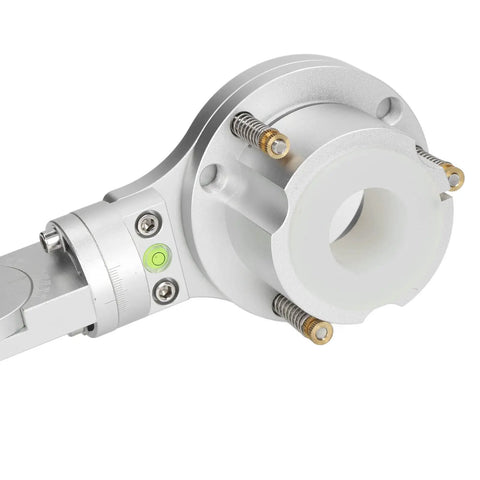 Top Rated 35mm Plasma Torch Clamp With Anti Collision Fixture And 360 Degree Free Shaking Aluminum Alloy Structure For CNC Cutting Machine Plus 25mm Lifting Rod, detailed view of aluminum clamp with level.