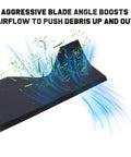 YTH22V46 Blades For Husqvarna 46 Inch Mower High Lift Blade Set showing debris-clearing airflow effect