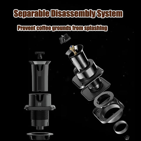 Separable disassembly system of Game Changing Electric Portafilter Cleaner With Rapid Knock Box Design for easy cleaning.