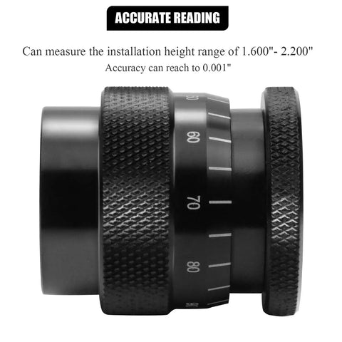 Black aluminum Valve Spring Height Micrometer Tool for Most V8 Engines, Pro Grade Gauge 0.001 Inch Accuracy, side view