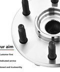 Close-up of 4WD Front Wheel Hub And Bearing Assembly 515036 Fits Silverado 1500 1999-2007, showing detail and bolts with text "Our aim".