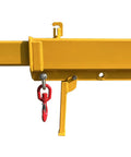 Professional Forklift Jib Boom Crane With 0 To 75 Degree Tilt And 2 Ton 4400 Lb Capacity, yellow extension arm and hook.