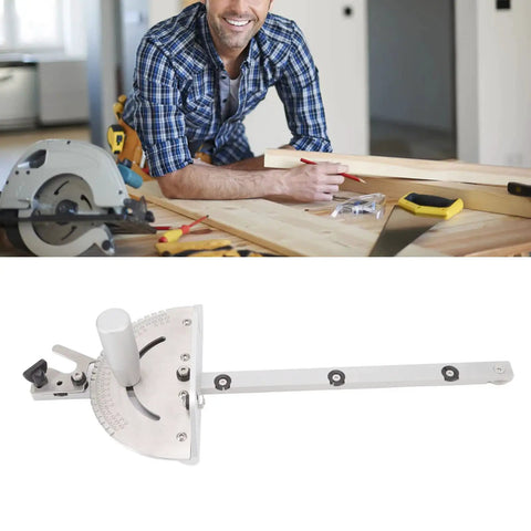 Heavy Duty Universal Miter Gauge For Table Saw And Router Table With 27 Dead On Precise Stops and 120 Degree Slick Cutting Range, stainless steel design.