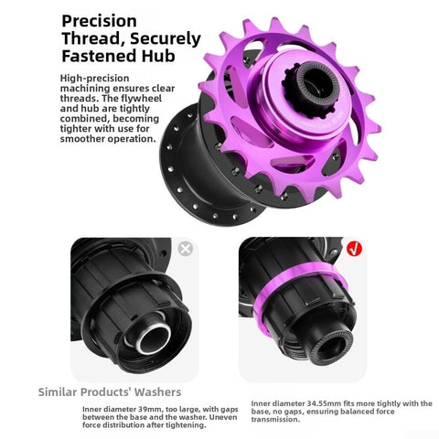 CNC Aluminum Freewheel Cog Set 16T Or 18T For MTB And Fixed Gear Hubs Red Finish Includes Spacer Rings And Lockring