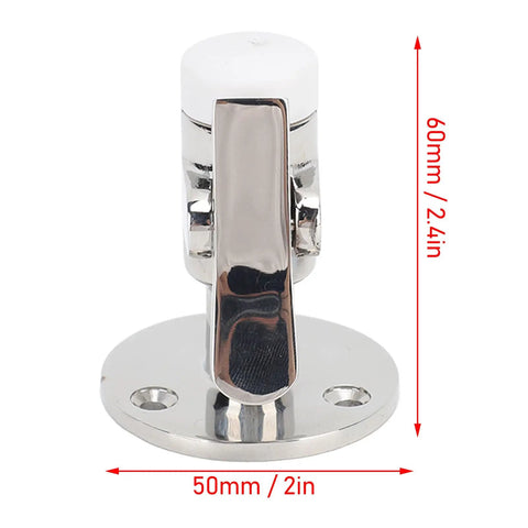 Heavy Duty 316 Stainless Steel Marine Door Stopper Catch Set For Ships And Yachts Rust Proof, 60mm tall, 50mm base.