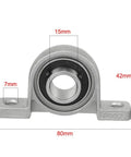 2 Pack KP002 15mm Bore Zinc Alloy Pillow Block Bearing With Self Aligning Inner Ball Insert Flanged Base Rust Resistant And Built To Last For Industrial Machinery Use, 15mm bore