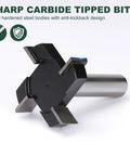 CNC Spoilboard Surfacing Router Bit With One Half Inch Shank And Two Inch Cutting Diameter, Four Wing Design For Fast Slab Flattening And Planing In Woodworking, Shop Grade Router Bit For Precise Level Surfaces.
