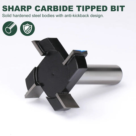 CNC Spoilboard Surfacing Router Bit With One Half Inch Shank And Two Inch Cutting Diameter, Four Wing Design For Fast Slab Flattening And Planing In Woodworking, Shop Grade Router Bit For Precise Level Surfaces.