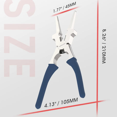 8 Inch MIG Welding Pliers For Pros All In One Multifunctional Tool Anti Rust High Carbon Steel, shown with size dimensions.