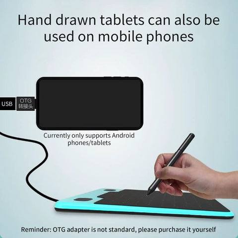 Game Changing Graphics Drawing Tablet With 8192 Pressure Levels And A Dope Battery Free Pen being used with a mobile phone.