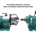 Straight Up Heavy Duty Six Inch Cnc Rotary Indexing Table With Universal Dividing Head For Horizontal And Vertical Milling Machines Featuring Slick Cast Iron Build And 3 Jaw Lathe Chuck Compatibility with included tailstock for stability.