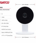 Rock Solid 1080P HD Indoor Security Camera 40 Pack Including Slick White Housing And Extra 32GB Storage Card For Hustle Free Surveillance front view with specifications.