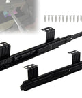 Two Pack Cabinet Drawer Slides With Telescoping Rails And Full Extension Three Fold Design Heavy Duty Steel Construction Rust Resistant Black Finish Removable Three Section Slides For Under Desk Keyboard Tray Smooth Quiet Glide, black steel slides with screws