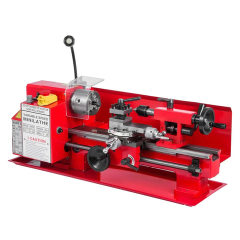 Heavy Duty 7X12 Inch Mini Metal Lathe With 550W Variable Speed Motor and 21Mm Spindle Bore for precise wood and steel work.