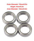 Beefed Up High Performance Stainless Steel RC Ball Bearing Kit For 3S One Tenth Scale RC Cars And Crawlers Precision Replacement For Smooth Acceleration Low Friction Durable Build Easy Install, four 10x15x4mm bearings