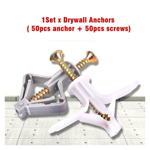 100 Pack Plastic Expansion Drywall Anchors With Self Drilling Screws Kit For Gypsum Board And Fiberboard, Aircraft Shape Color