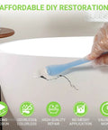 Applying Porcelain Repair Kit For Tub And Tile Cracks Chips And Dents, Fast Fix Bathroom Repair Tool on a bathtub surface
