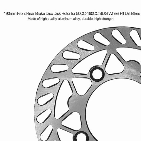 Pit Bike Brakes 190mm Front And Rear Disc Rotors For 50cc To 160cc SDG Wheel Pit Dirt Bikes with visible rotor detail