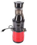 Zaicoler 5.4 Inch Cold Press Juicer With Wide Chute For Whole Produce Slow Masticating Extractor view from above, showing black and red design.