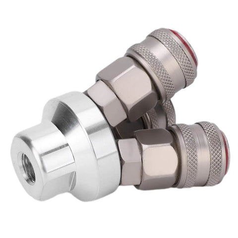 Heavy Duty 3 Way Quick Coupler For Air Tools And Pneumatic Systems With Chrome Plated Finish G One Quarter Inch Thread Carbon Steel