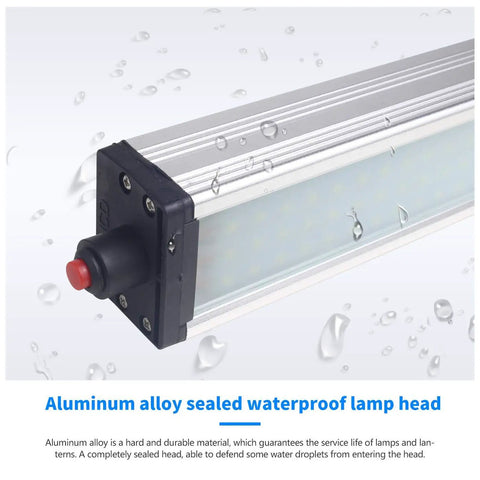 Close-up of aluminum waterproof head on Magnetic LED Work Light With 44 LEDs, Beefy Gooseneck Lamp, IP66 rating visible.