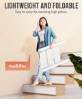 Person holding Three Step Folding Ladder For Home Use, Lightweight Aluminum Step Stool With Anti Slip Pedals, Easy Folding Mechanism