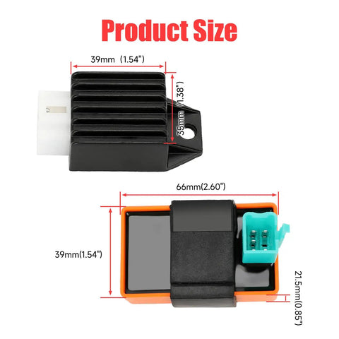 Product dimensions for Ignition Coil CDI Box Starter Solenoid Relay Voltage Regulator For Taotao Coolster 110cc 125cc Chinese ATVs