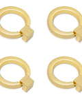 4 Pack Gold Cabinet Knobs With Screws, Brushed Gold Ring Pulls for Dresser, Cupboard, Wardrobe, shown in a square arrangement