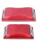 Rectangle Sandpaper Holder With Secure Metal Clips Locks Grit Paper Tight So You Can Smash Through Drywall Prep And Wood Smoothing Jobs Fast Without Wearing Your Knuckles Out, featuring ergonomic red design.