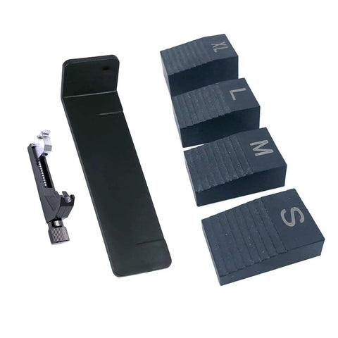 Slick Floating Tremolo Setup Blocks And Hella Smooth Sliders For Floyd Rose Electric Guitars with calibration tools and shims.