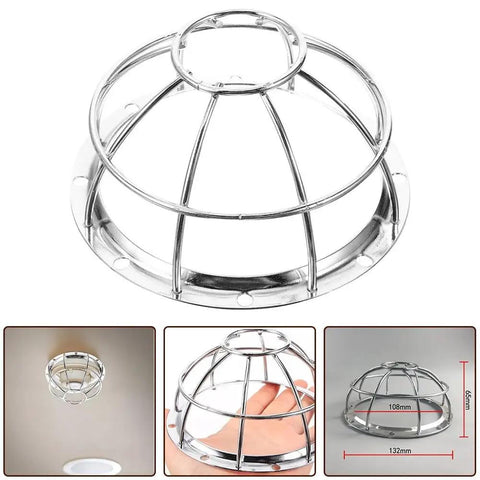Rock Solid Iron Smoke Detector Guard With Slick Silver Mesh Anti Tamper Fire Safety Shield And Sprinkler Protection Cage Easy Install Ceiling 2 Pack Set shown from above, measuring 132mm wide and 65mm high.