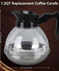 Universal Coffee Pot Replacement Carafe With Tight Fit Spout And Black Grip For Commercial And Home Use, 1.2 qt, ABS body